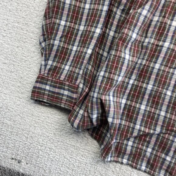 Vintage 90s Woolrich Flannel Button Down Shirt Mens Red Blue Green USA Made READ - Picture 11 of 14